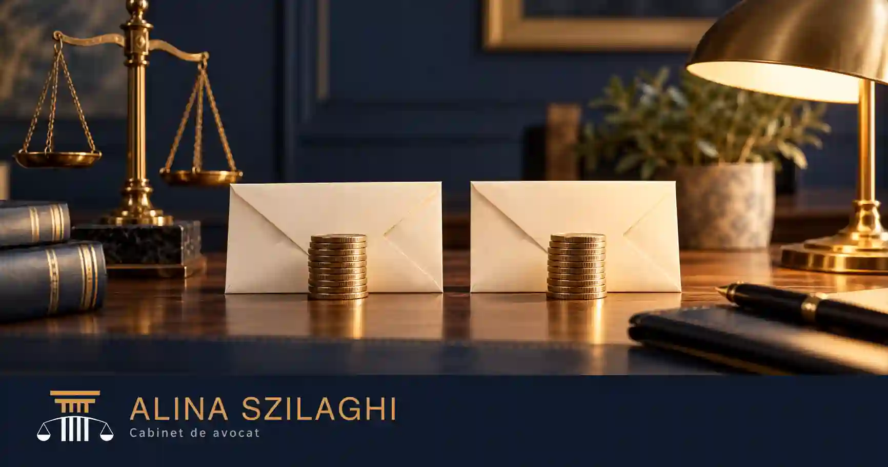 Plicuri și economii pentru întreținerea fostului soț. Logo Alina Szilaghi – Cabinet de avocat.